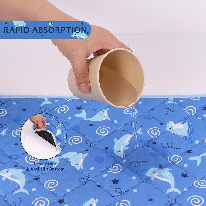 IEUUMLER Washable Pee Pads for Dogs, 2 Pack Non-Slip & Waterproof Pack Whelping Pad, Reusable Washable Puppy Potty Training Pad with Fast Absorbent for Playpen EU007 (Dolphin, 36"X41"-2pcs)