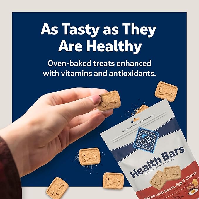 Blue Buffalo Health Bars Crunchy Dog Biscuits, Oven-Baked with Natural Ingredients, Bacon, Egg & Cheese, 16-oz Bag
