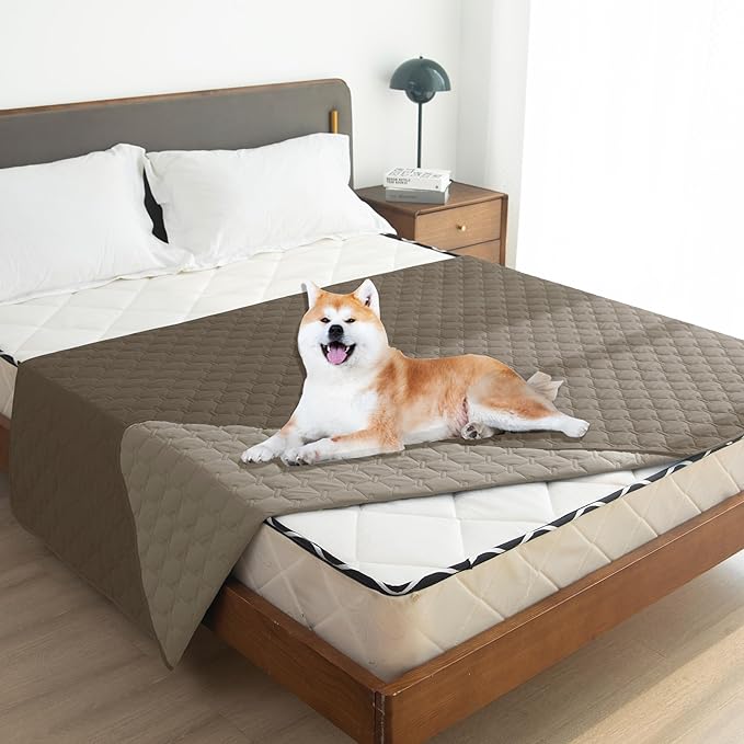 gogobunny 100% Double Sided Waterproof Dog Blanket Soft Pet Bed Cover Reversible Protect Furniture Couch Sofa Car for Puppy Cat Kids (Dark Walnut/Light Walnut, 82x102 Inch (Pack of 1))
