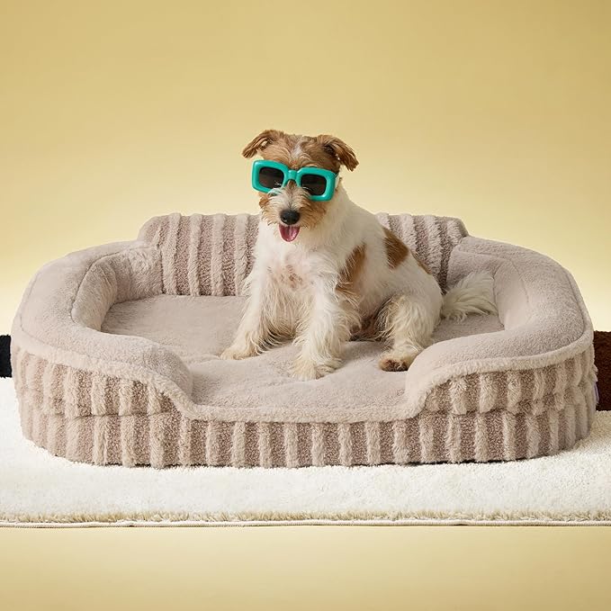 LE SURE Cute Dog Bed Medium Size Dog, Orthopedic Waterproof Medium Pet Beds with Sides, High Back Non-Slip Bottom and Egg-Crate Foam Pet Couch Sofa with Washable Removable Cover, Hazel