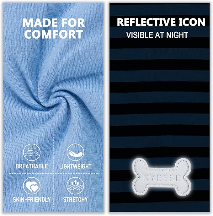 KYEESE 2Pack Dog Shirt, Soft Striped Dogs T Shirts, Lightweight Pet Tank Top, Sleeveless Dog Shirt for Large Dogs, Stretchy Comfortable Pet Vest, Dark Blue, 3XL