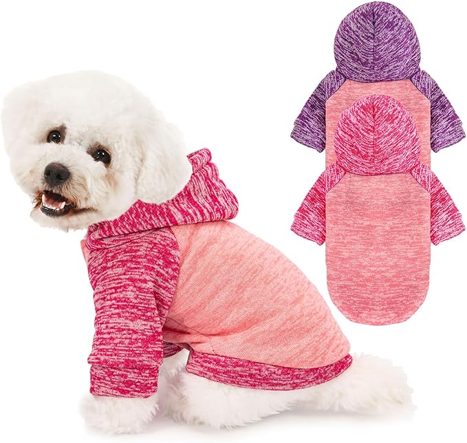 Dog Sweater, Dog Sweaters for Small Dogs, 2, 3 Pack Warm Soft Pet Clothes for Puppy, Medium Large Cat, Dogs Girl or Boy, Dog Shirt for Winter Christmas (Hoodie Pink,Purple+Pink,Rose, Medium)
