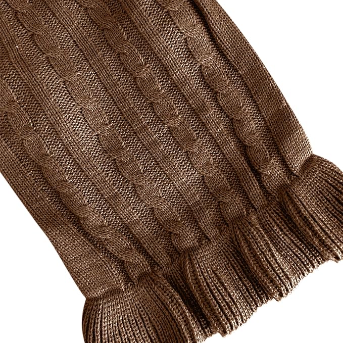 CHBORCHICEN Small Dog Sweaters Knitted Pet Cat Warm Dog Sweatshirt Winter Clothes Kitten Puppy Sweater (L, Dress-Brown)