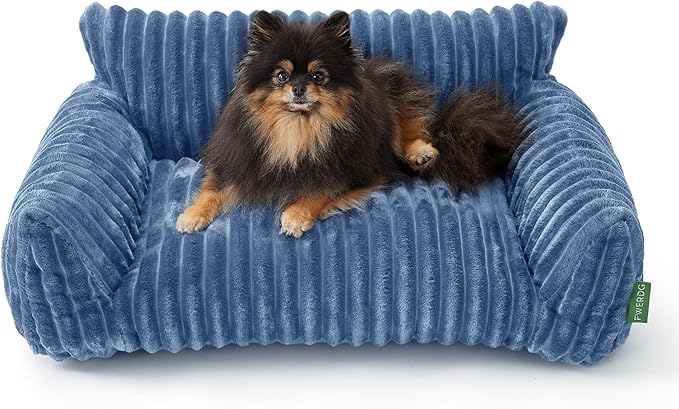 FWERDG Cute Couch Bed for Pets, Supportive Cat Sofa for Indoor Cats, Small Dog Sofa Bed for Small Dogs, Blue, 24 inches