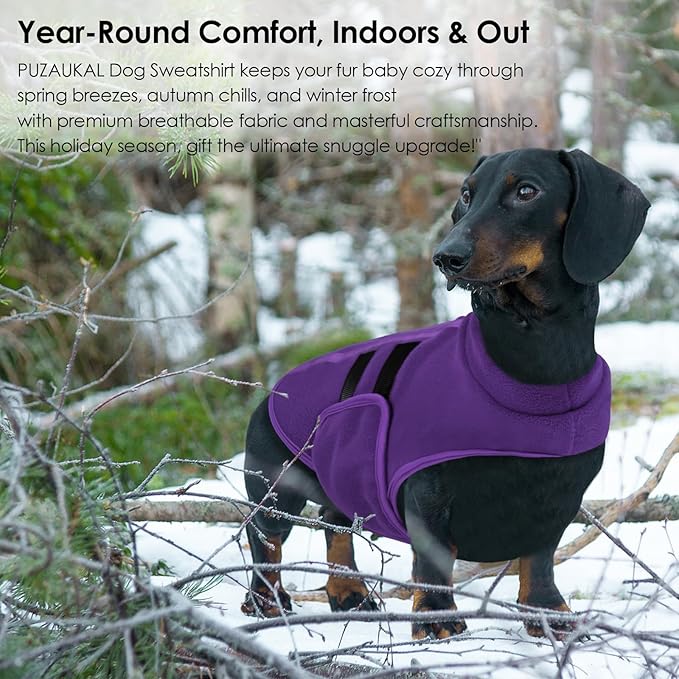 Dog Sweater,Adjustable Dog Sweaters for Small, Medium and Large Dogs Boys Girls, Dachshund Chihuahua Fleece Dogs Sweater(Purple,XS)