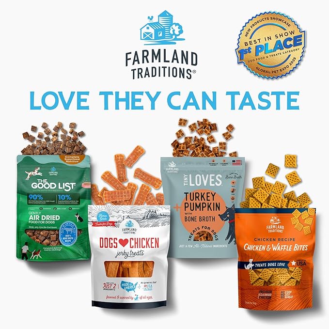 Farmland Traditions The Good List Air-Dried Dog Food, Premium Beef & Bone Broth for Dogs, Protein Rich & Grain-Free Nutrition, 1 Pound Bag