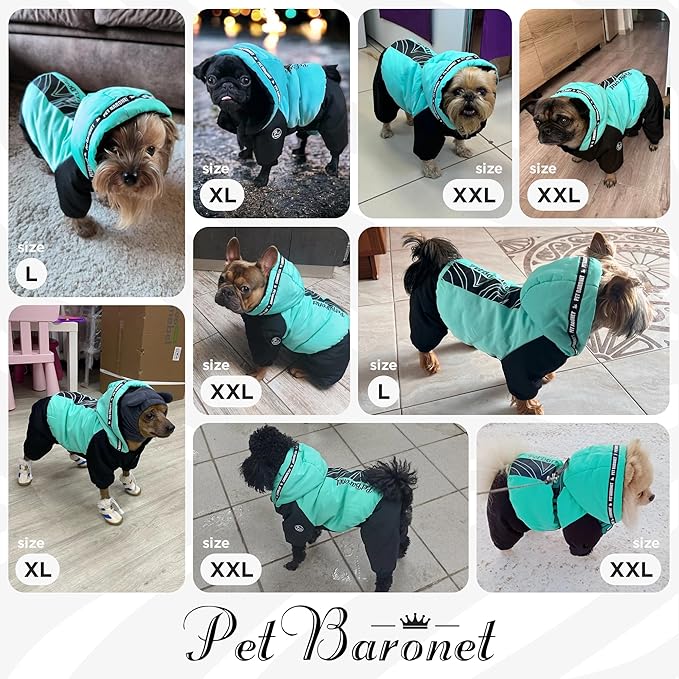 Waterproof Full Body Winter Jacket for Dogs, Dogs Snowsuit, Perfect for Cold Weather, Ideal for Small and Medium Breeds (Blue, XL:Chest 18.9'', Length: 14.2'')