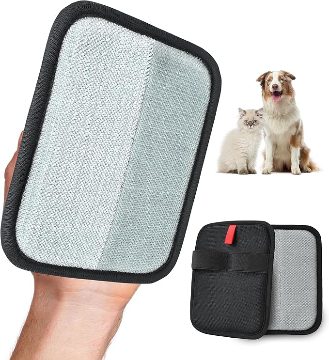 Pet Hair Removal Glove for Cats & Dogs, Electrostatic Fur & Lint Remover for Clothes, Couches, Carpets & Car Seats, Reusable Fur Removal Tool, Upgraded Non‑Slip Pet Hair Remover, 2-Pack