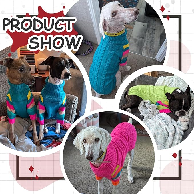 Dog Cold Sweater, Dog Sweaters Winter for Medium Dogs Girl Male, Turtleneck Warm Dogs Sweater Long Sleeve, Stretchy Christmas Doggie Sweaters Outdoor, Pet Knitwear Frenchie, Schnauzer(Red M)