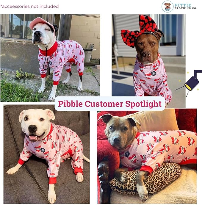 Pittie Clothing Pit Bull Dog Pajamas – Full Coverage Dog Onesie, Soft Pajama Outfit for Medium, Large, XL & XXL Breeds