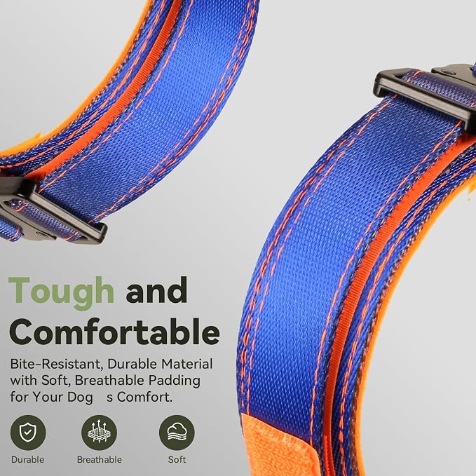 2026 Upgrade Waterproof Tactical AirTag Dog Collar, Built in AirTag Holder | Comfortable Control Handle, Quick Release Metal Buckle, Durable 1000D Nylon, For Medium to Large Dogs, Ocean Blaze,L