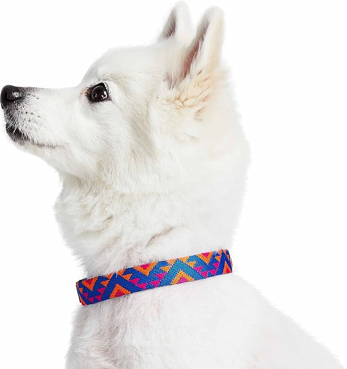 Blueberry Pet Southwestern Tribal Triangles Navy Blue Adjustable Dog Collar with Metal Buckle, Neck 17-20.5", for Large Breed