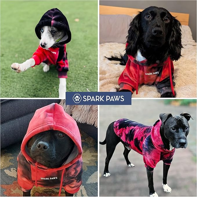 Spark Paws Dog Hoodie – Premium Dog Sweater for Small, Medium, and Large Dogs | Warm Outfits for French Bulldogs, Pitbull, Puppy, Winter Jacket Alternative - Red & Black - 4XL