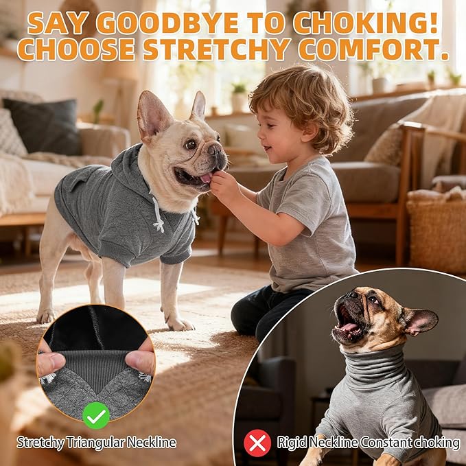 KOOLTAIL Dog Hoodie for Small Medium Large Dogs, Ultra-Warm & Soft Winter Fall Fleece Dog Hooded Sweatshirt Clothes Sweater, Lightweight Pullover Coat for Boy Girl Bulldog Pitbull Puppy Cats,Gray S