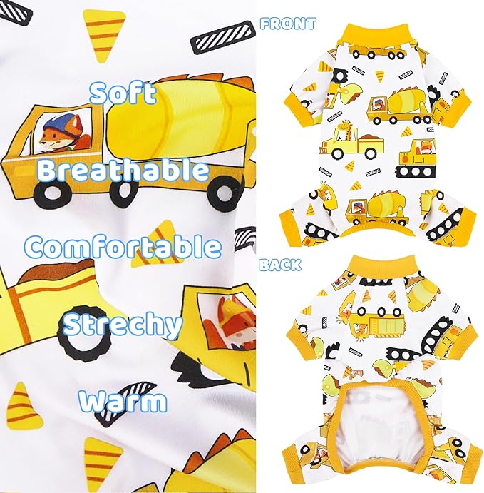 XPUDAC 4 Pieces Dog Pajamas Soft Puppy Pjs Stretchable Boy Doggie Clothes for Small Medium Dogs Cat Pet Outfits, 154-XL