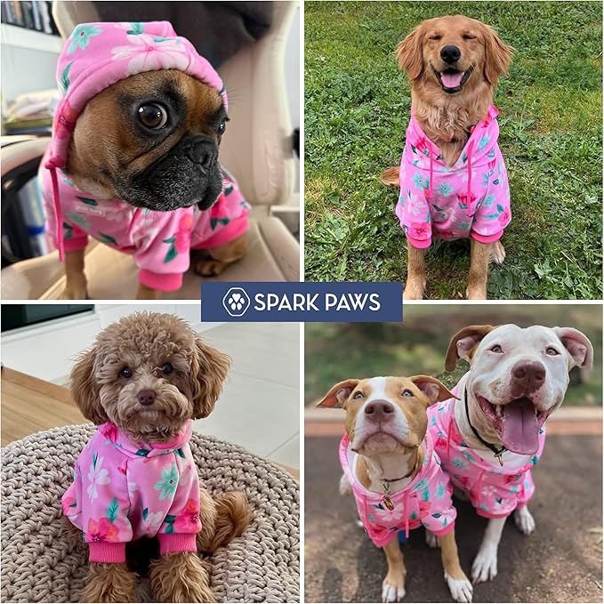 Spark Paws Dog Hoodie – Premium Dog Sweater for Small, Medium, and Large Dogs | Warm Outfits for French Bulldogs, Pitbull, Puppy, Winter Jacket Alternative - Blossom - M