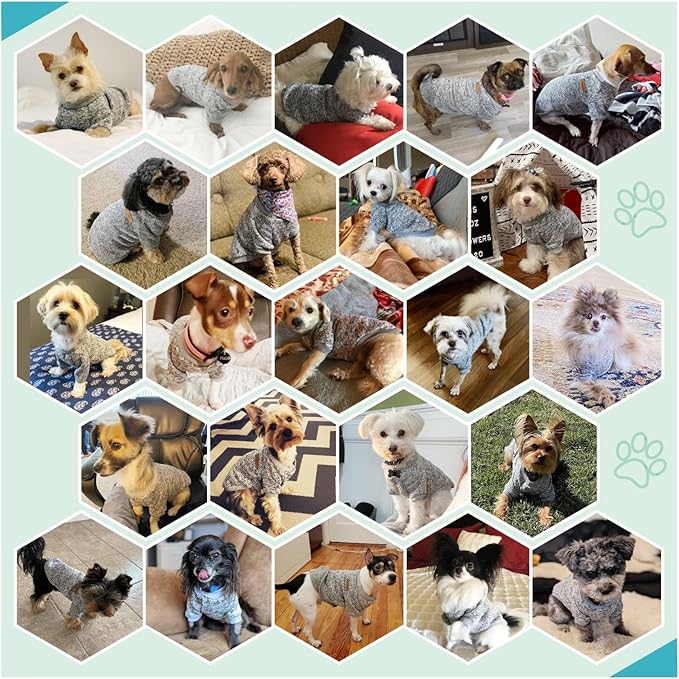 Jecikelon Dog Clothes Dogs Sweater Soft Puppies Clothing Winter Puppy Sweaters Warm Outfit for Dogs Small XXS XS Cat Apparel (Grey, M)