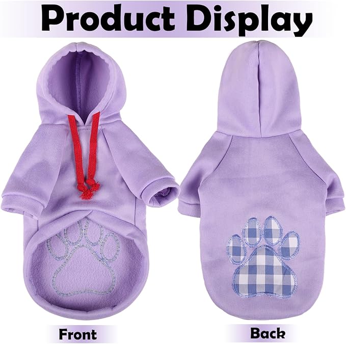 SAWMONG Dog Hoodie,Flannel Pet Hooded Sweater with Hat Puppy Pullover Sweater Shirt,Dog (Purple,S)