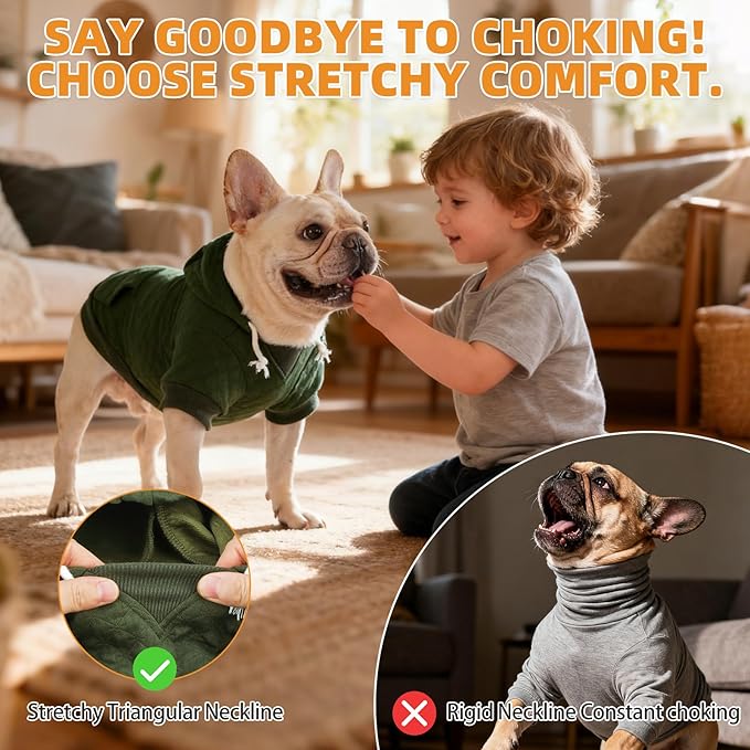 KOOLTAIL Dog Hoodie for Small Medium Large Dogs, Ultra-Warm & Soft Winter Fall Fleece Dog Hooded Sweatshirt Clothes Sweater, Lightweight Pullover Coat for Boy Girl Bulldog Pitbull Puppy Cats,Green S