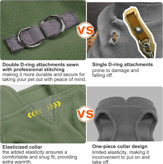BEAUTYZOO Dog Fleece Vest Sweater Winter Jacket for Small and Medium Dogs with D-Ring Leash Cold Weather Coat Hoodie for XS S M Dogs Boy or Girls
