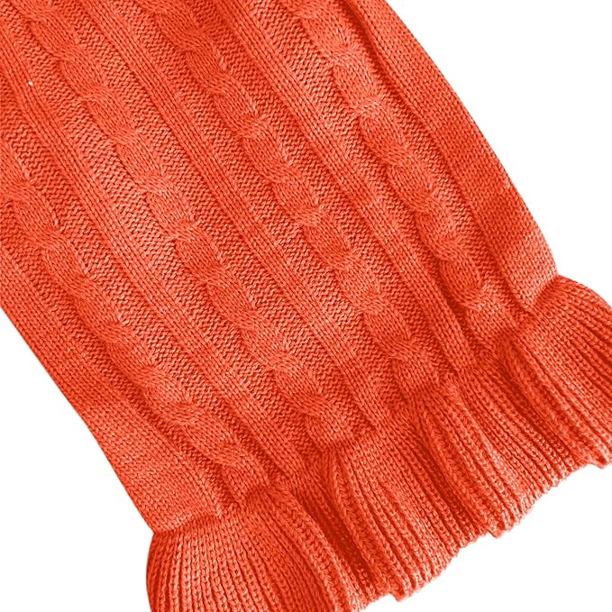 CHBORCHICEN Small Dog Sweaters Knitted Pet Cat Warm Dog Sweatshirt Winter Clothes Kitten Puppy Sweater (M, Dress-Orange)