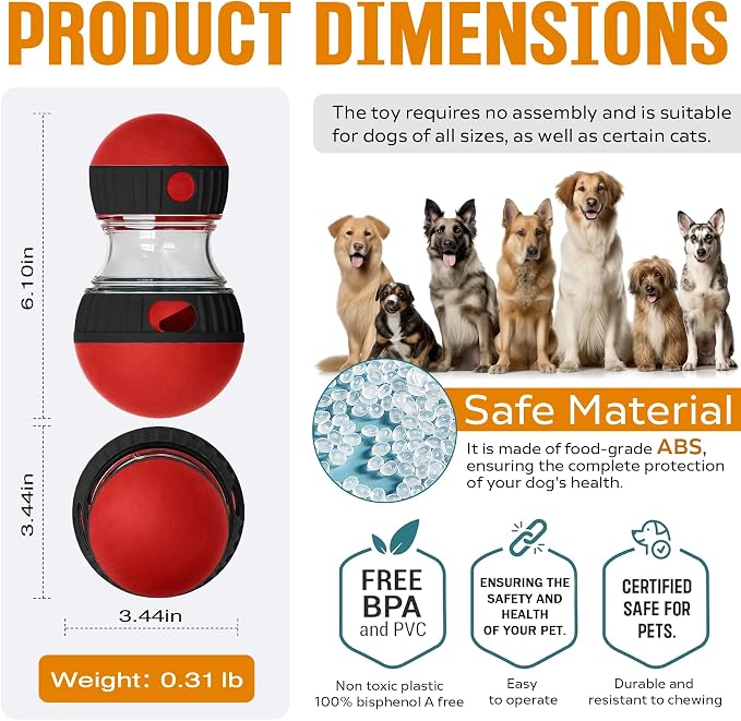 Interactive Dog Treat Dispenser Ball, Adjustable Puzzle Toy for Mental Stimulation and Slow Feeding, Food Grade ABS, Red and Blue, for Small Medium Large Dogs (Green)