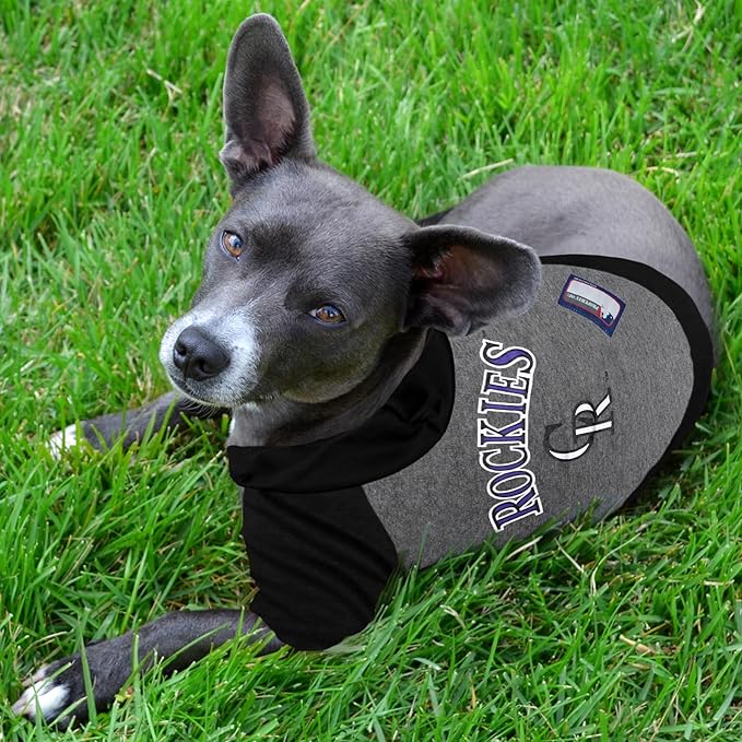 Pets First MLB Hoodie for Dogs & Cats - Colorado Rockies Dog Hooded T-Shirt, Large. - MLB Team Color Hoody (ROC-4044-LG)