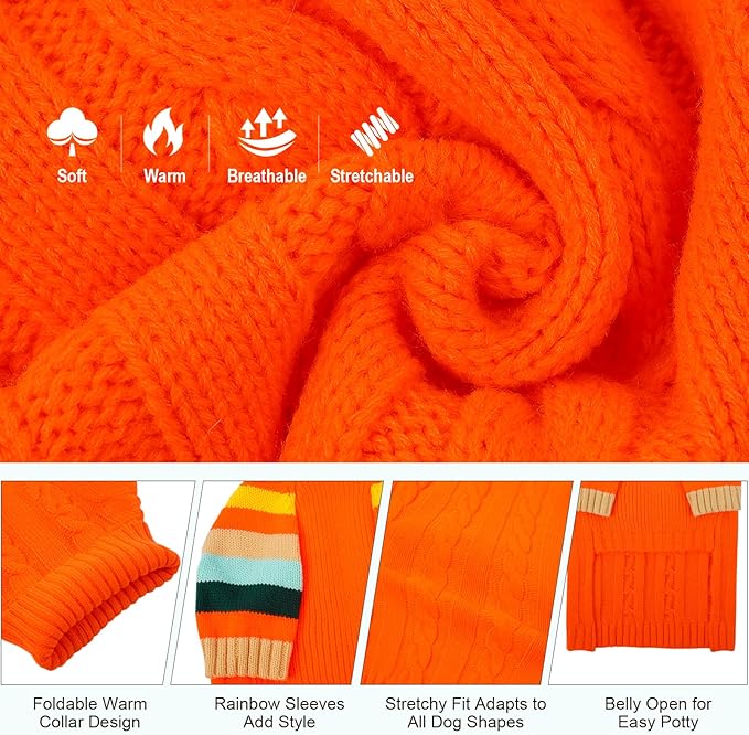 Dog Sweaters Turtleneck, Large Dog Sweater Thick Warm, Stretchy Winter Sweaters for Large Size Dogs, Warm Thick Christmas Dogs Sweater, St Bernard, Great Dane (Orange XXXXXL)