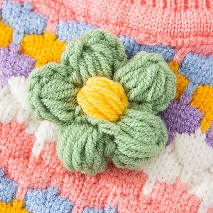 Cute Winter Dog Sweater Flower Puppy Sweater for Small Medium Dogs Boy Girl