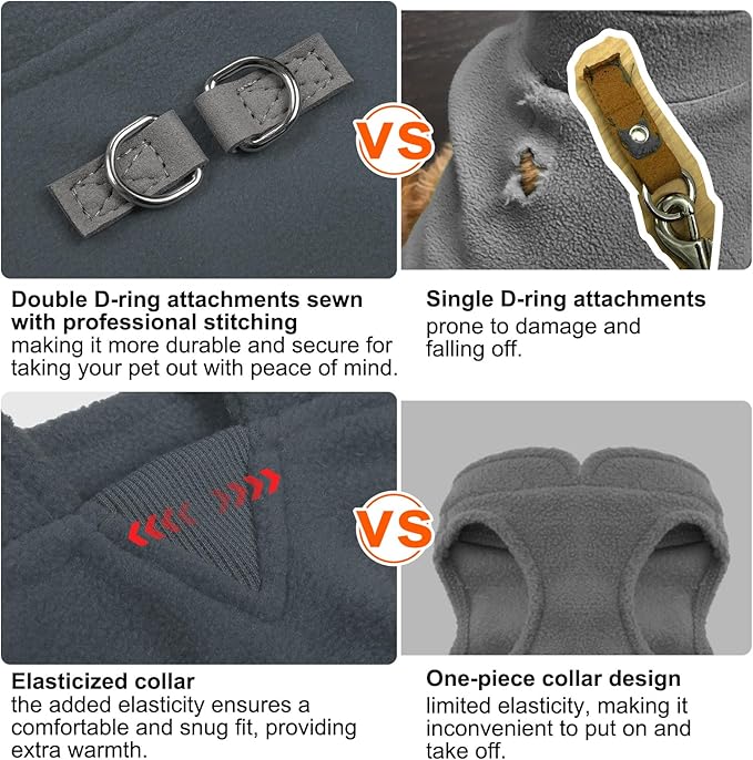 BEAUTYZOO Dog Fleece Vest Sweater Winter Jacket for Small and Medium Dogs with D-Ring Leash Cold Weather Coat Hoodie for XS S M Dogs Boy or Girls