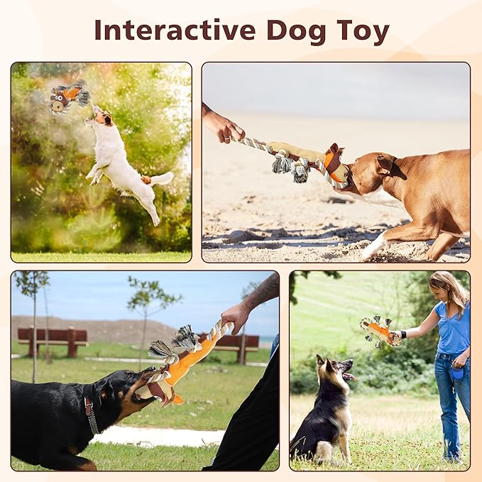IOKHEIRA Dog Toys for Aggressive Chewers,Tough Indestructible Dog Toys,Squeaky Toys for Large Dogs, Chew Toys for Puppy Middle Big Pets-Donkey, Orange