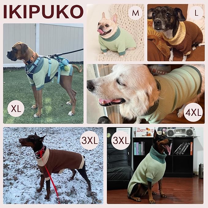 XXL Dog Sweater, Leash Hole & Turtleneck Knit Sweater, Warm Winter Sweaters for Large Dogs Girl Boy, Thick Christmas Pet Sweaters for Pitbulls Boxer Labrador, NavyBlue 2XL