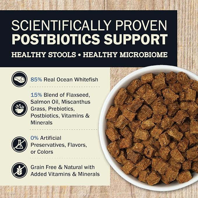 Redbarn Powerfood Air Dried Dog Food for Digestive Gut Health - 85% Real Ocean Whitefish with Prebiotics & Postbiotics - Non-GMO Dry Full Feed or Topper Made in USA - 2lb