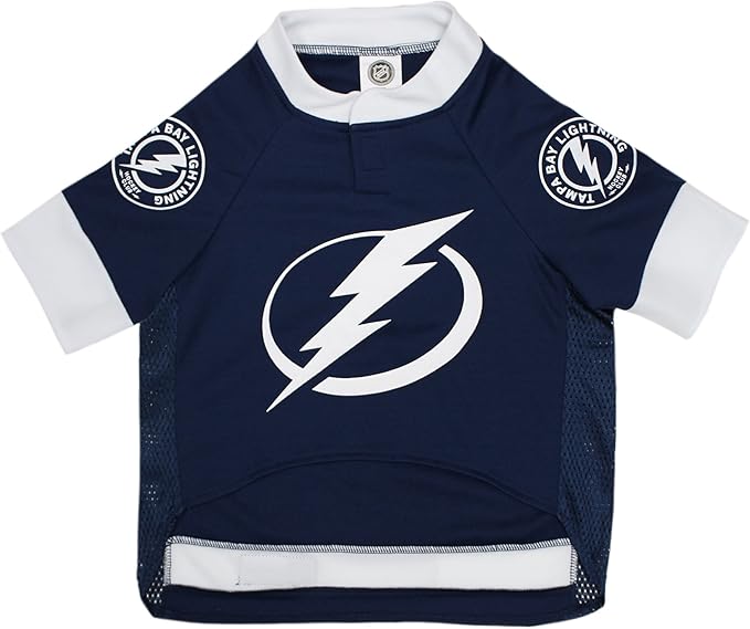 Pets First NHL Tampa Bay Lightning A Premium Big Jersey for Dogs & Cats, Blue, XX-Large, NHL Pet Jersey (LTG-4006-XXL)