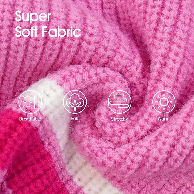 IECOii Dog Sweater,Medium Dog Sweater,Dog Sweaters for Medium Dogs Girl Boy,Turtleneck Sweaters for Medium Size Dog,Warm Knit Dog Christmas Sweater for Pug,Dachshund Sweaters,Pink Dog Sweater,M