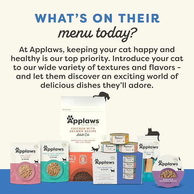 Applaws Natural Wet Cat Food, 24 Pack, Limited Ingredient Canned Wet Cat Food, Tuna Fillet in Broth, 2.47oz Cans