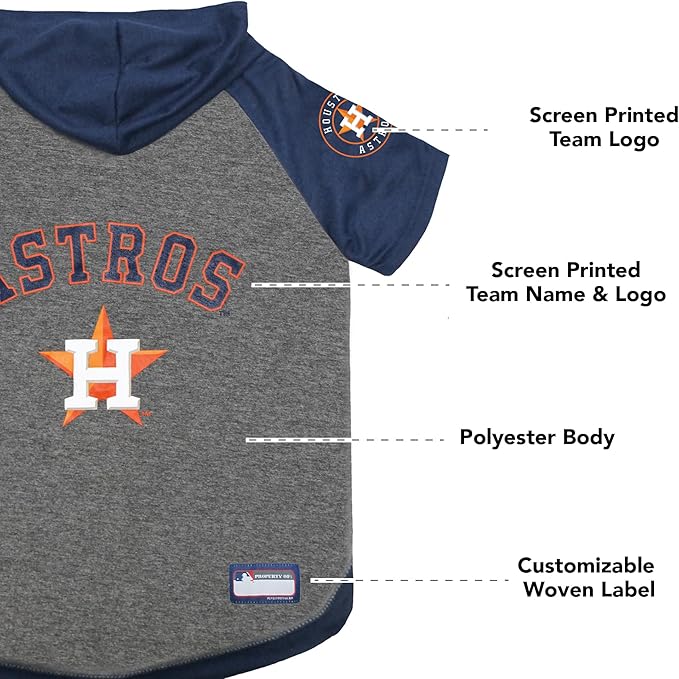 Pets First MLB Hoodie for Dogs & Cats - Houston Astros Dog Hooded T-Shirt, Large. - MLB Team Color Hoody (AST-4044-LG)
