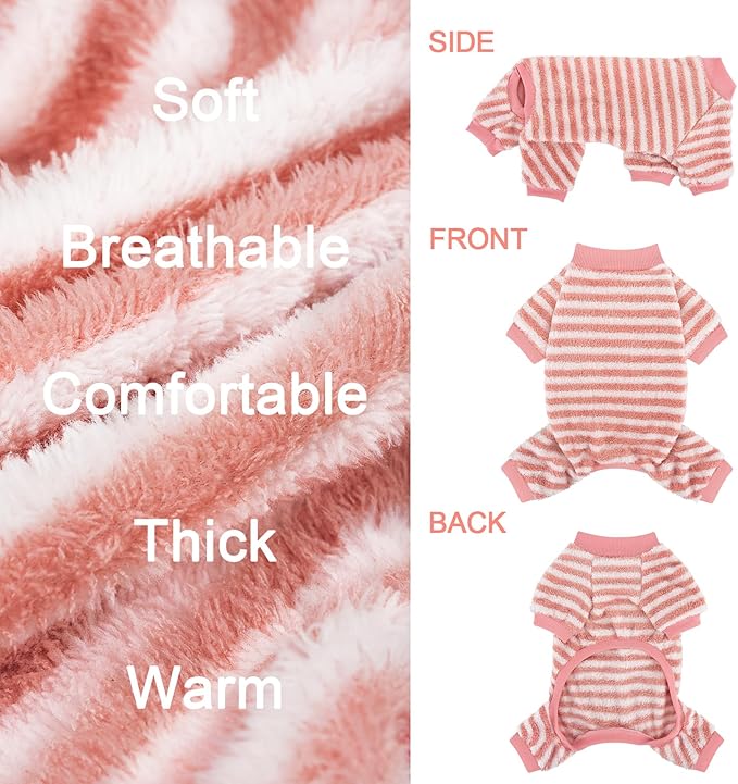 XPUDAC Stripe Dog Sweater Fleece Dog Pajamas Winter Pet Clothes for Small Medium Dogs Girl Boy Doggy Apparel for Cold Weather, 2XL