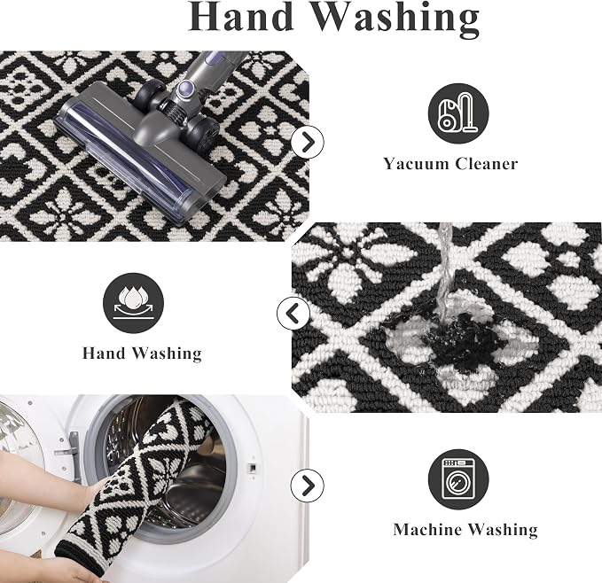 Ileading Runner Rugs for Hallways 3x14ft Heavy-Duty Durable Entryway Floor Mat with Non Slip Rubber Backing for Busy Traffic Extended Indoor Doormat Machine Washable Kitchen Throw Rug(Black)