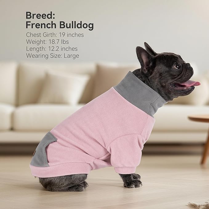 cyeollo 2 Pack 3XL Dog Sweaters for Large Dogs, Strechy Soft Fleece Sweatshirt for Dogs Boy Girl Turtleneck Warm Winter Big Dog Clothes with Sleeves, Pink & Fuschia 3XL