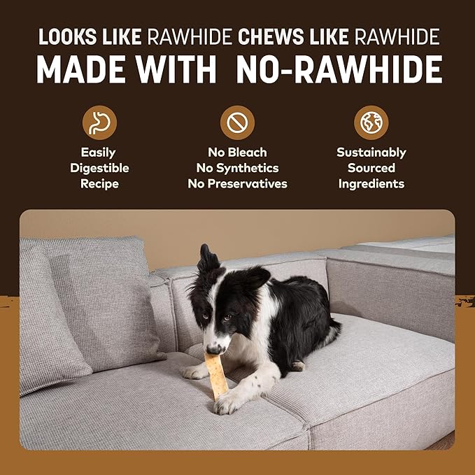 Earth Animal No Hide Strips - Natural Rawhide Free Dog Chew Strips, Venison - 10 Count Value Pack