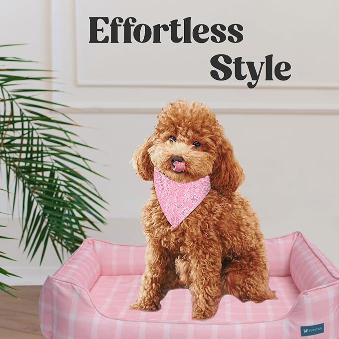 Pupstilo Orthopedic Bolster Dog Bed – CertiPUR-US Foam, Recycled Polyester Canvas, Washable Cover, Anti-Slip Bottom, Medium, Grey Plaid – Stylish Designer Dog Sofa