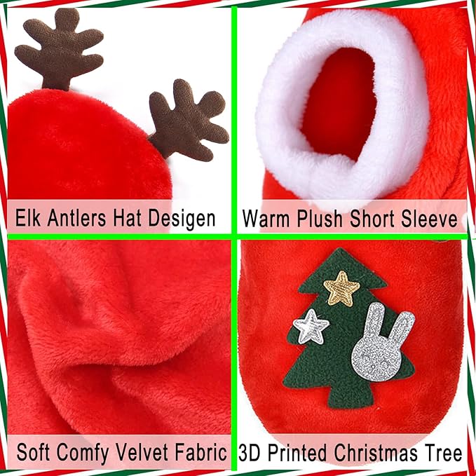 Dog Christmas Costumes, Pet Cold Weather Sweater Coat, Puppy Santa Claus Reindeer Outfit Winter Hoodie Warm Vest Clothes, Jumpsuit Apparel for Small Medium Dogs Cats Party Cosplay (XX-Large)