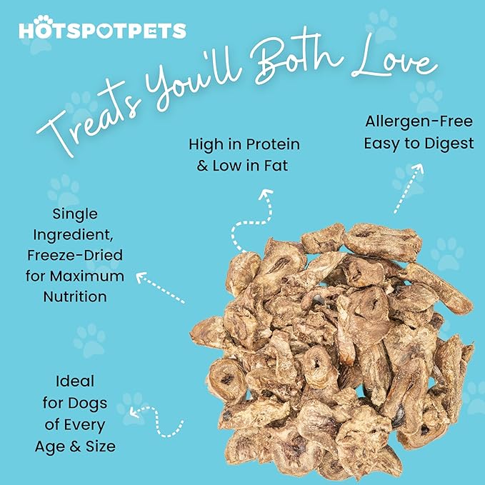 hotspot pets Freeze Dried Turkey Hearts Treats for Cats & Dogs -Made in USA, 1lb Big Bag, Single Ingredient All Natural Grain-Free Turkey Heart - Great for Training, As a Topper or Snack
