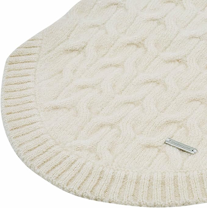 Blueberry Pet Classic Fuzzy Textured Knit Pullover Crew-Neck Dog Sweater in Ivory, Back Length 22", Pack of 1 Clothes for Dogs