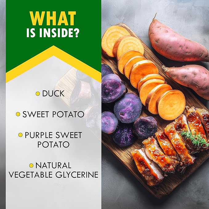 Sweet Potato Dog Treats & Duck Jerky Wraps 10.6 Oz - Dog Food & High Protein Soft Chews for Large, Medium & Small Breeds - Natural Strips & Rawhide Free Snacks (Double Sweet Potato Wrapped Duck)
