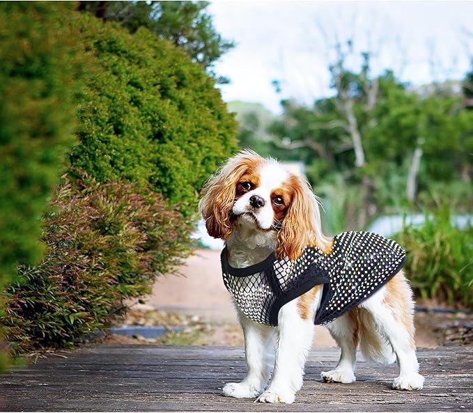 Dog Shirts Clothes,Pet Mesh Body Chains Diamond Short Sleeve Fishnet Crop,Tops Rhinestone See Through Cover up T Shirt Apparel for Large Dogs - XL