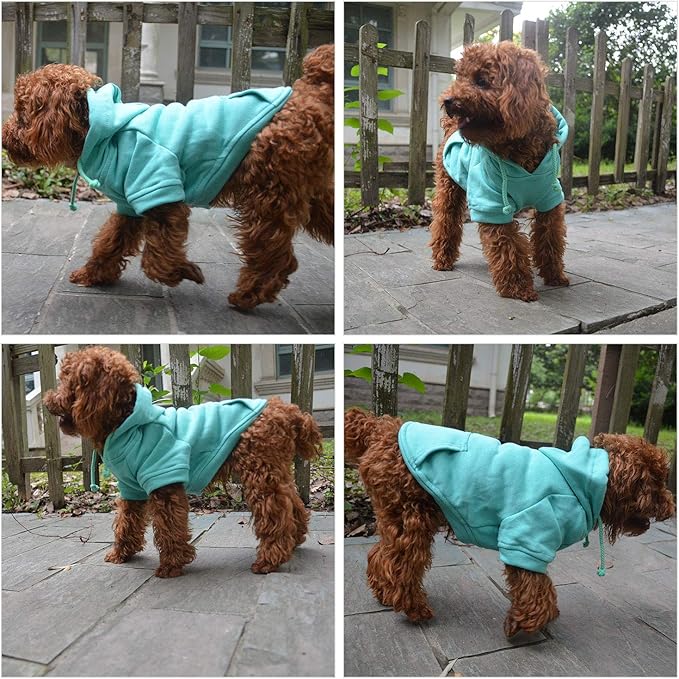 Lovelonglong Blank Basic Hoodie Sweatshirt for Dogs 100% Cotton Fits Small Medium Dachshund Large Dog Turquoise 4XL