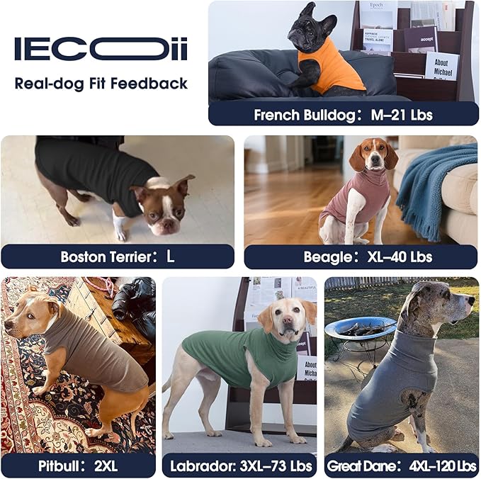 IECOii XXXL Dog Sweater - Snug Dog Turtleneck Sweater, Black,XXX-Large, Warm Christmas Winter Pullover Sweatshirt,Machine Washable Fleece, Extra Stretchy for Extra Large Dogs Like Labrador,Doberman