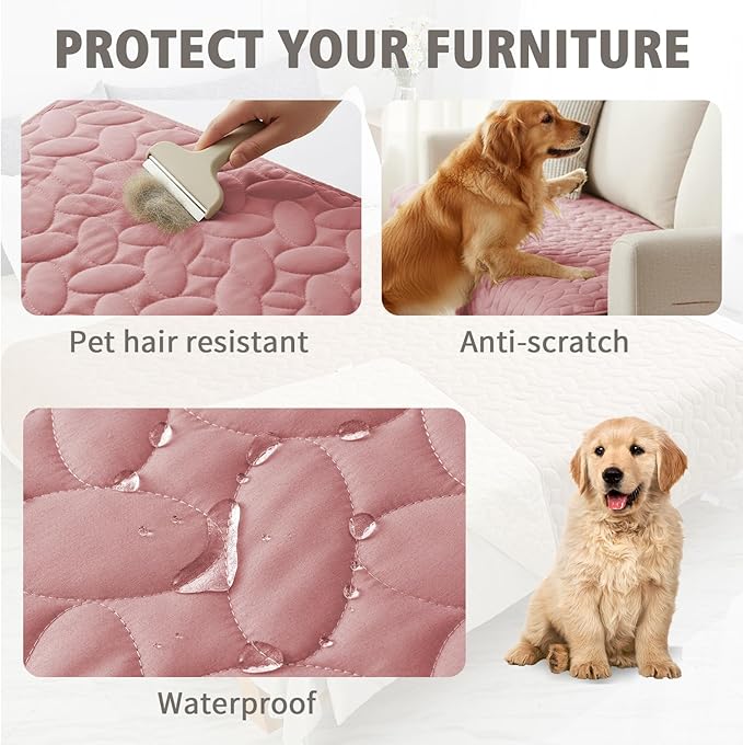 Ameritex Waterproof Pet Bed Cover Anti-Slip Dog Bed Blanket for Sofa and Furniture Waterproof New Pattern Design (Pink, 30x80 Inch (Pack of 1))